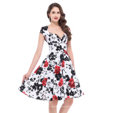 2016 BP Stock 10 Patterns Cap Sleeve V-Neck Cotton Vintage 50s Retro Pinup Dress BP000001-5